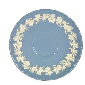 Wedgwood China Embossed Queens Ware 6" Porcelain Saucer Cream on Lavender